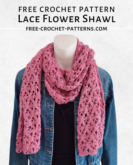 Free Crochet Pattern Lace Flower Shawl