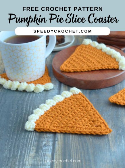 Free Crochet Pattern Pumpkin Pie Slice Coaster